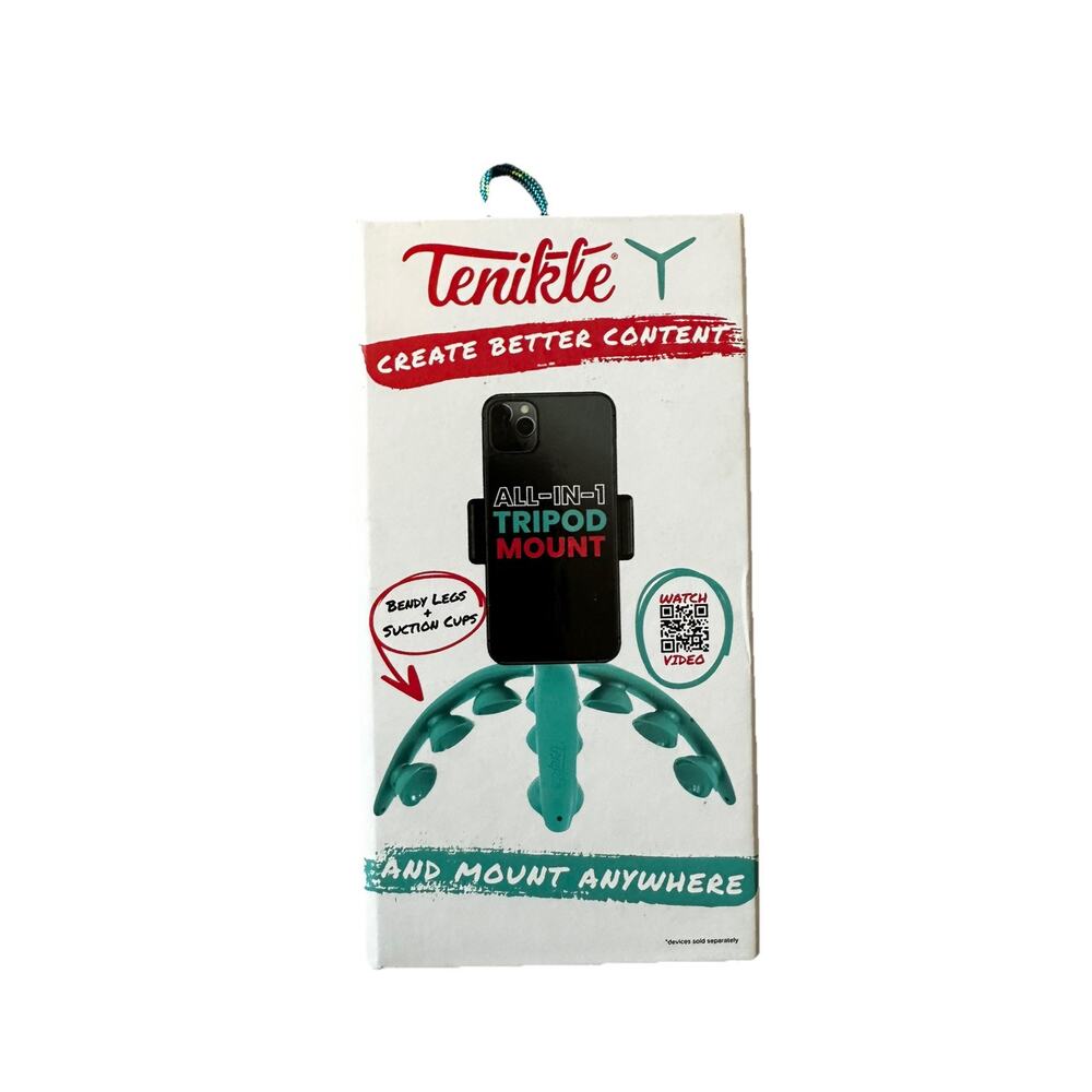 Tenikle Flexible Tripod Teal Bendable Suction Cup Phone Mount – Unused